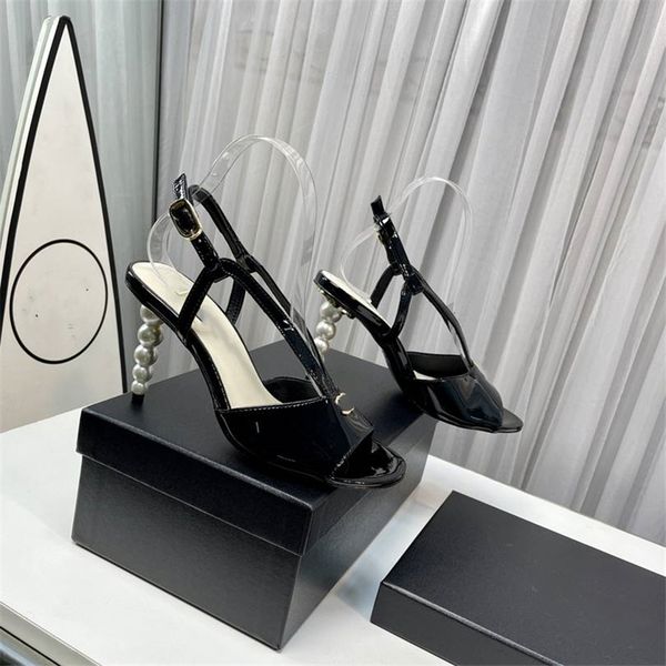 

fashion sandals luxury design 2023 channel women's high heels business work leather canvas casual student sandals 015-06, Black