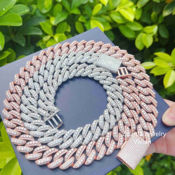 

hip hop fine jewelry pass diamond tester moissanite heavy silver chain cuban link men necklaces