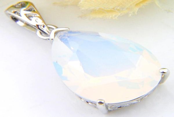 

luckyshine europe popular jewelry water drop white moonstone gems silver necklaces usa israel wedding engagement necklaces pendant8824620
