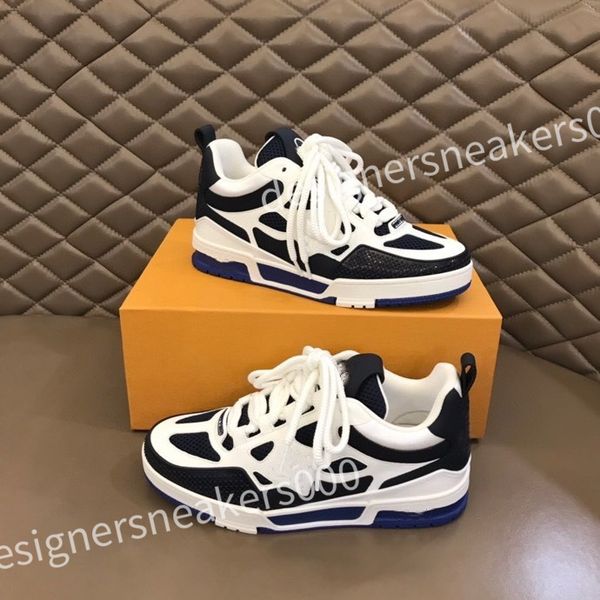

2023 new designer men shoes sneakers calfskin trainers basketball white grey thick bottom sneakers leather platform shoe, Black