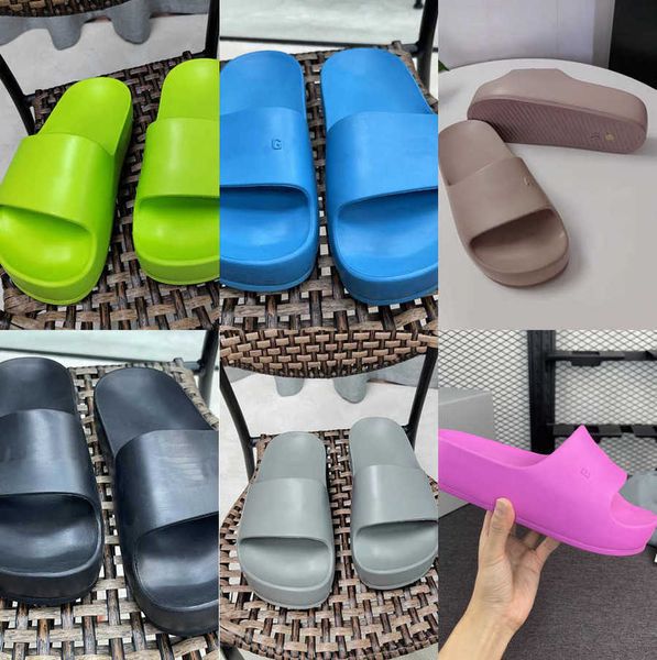 

paris chunky slippers platform wedge slides women blnga slide luxury designer sandal mules 2023 summer shoes ladies beach pool slider thick, Black