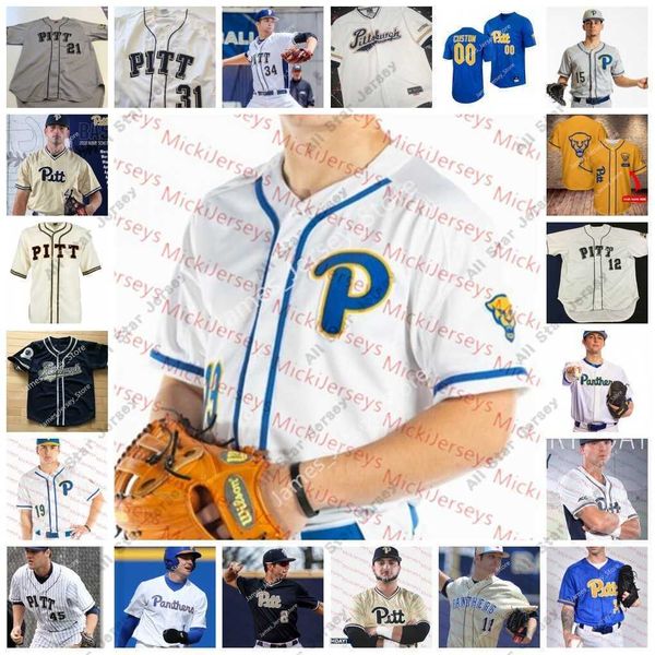 

college baseball wears 2022 ncaa custom stitched pitt panthers baseball jersey 1 noah meyers 28 justin dattoli 9 david gebhard 20 bret babco, Blue;black