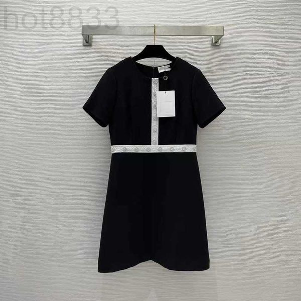 

runway dresses designer milan dress 2023 spring summer o neck short sleeve fashion brand same style womens jlsa, Black