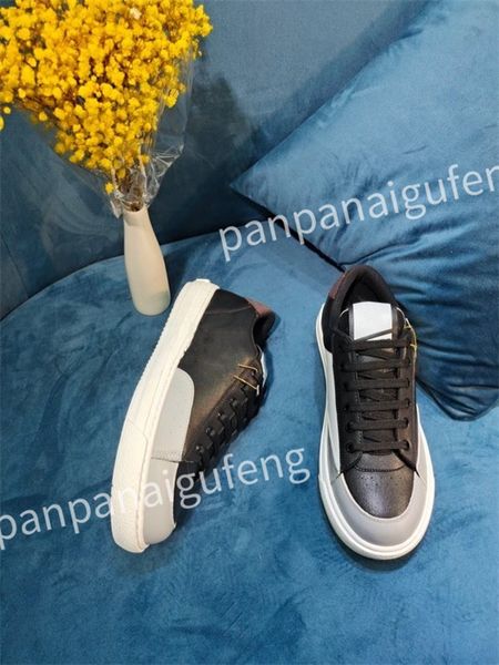 

luxurys designer flat sneaker trainer casual shoe leather white overlays fashion platform mens womens sneakers size 35-46, Black