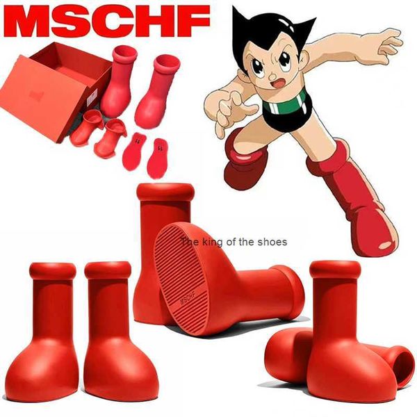 

with box designer men women mschf rain boots big red boot eve rubber astro boy reps over the knee booties cartoon shoes thick bottom platfor, Black