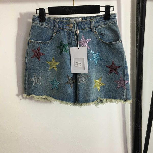 

23ss womens shorts womens designer clothing drill colored five-pointed star raw edge denim shorts women clothes, White;black