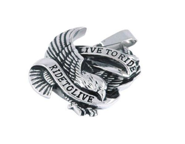 

rive to life spirit eagle biker pendant stainless steel jewelry classic motor biker men pandentswp00285247599, Silver