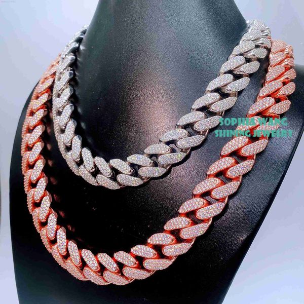 

18mm vvs lab diamond sterling silver 925 white gold men hip hop bling moissanite cuban iced out cuban link