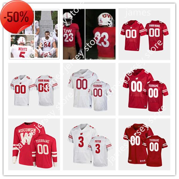 

ncaa wisconsin stitched football jersey 51 bryan sanborn 55 maema njongmeta 10 deacon hill 32 julius davis 48 cole dakovich 46 ayo adebogun, Black;red
