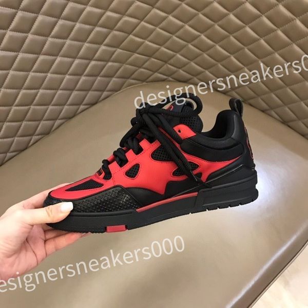 

luxury designer men shoes sneakers calfskin trainers basketball white grey thick bottom sneakers leather platform shoe, Black