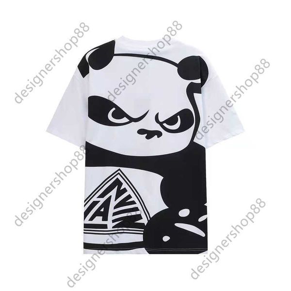 

gellary dapt lavins men's t-shirts early spring new panda short sleeve men's t-shirt loose fit for men and women couples, White;black