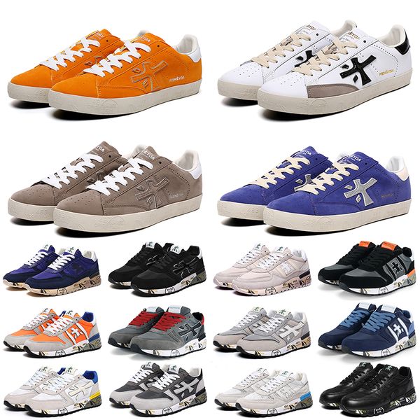 

2023 italy brand luxury fashion premiata mens layer leather cowskin mick lander orange premiatas steven genuine training shoes outdoor sport, Black
