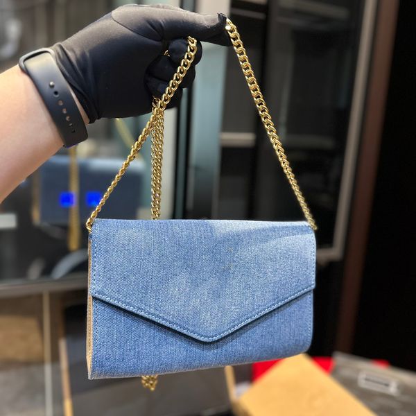 

messenger denim bags designer brand bag totes chains luxury leather handbags cross body fashion shoulder bag women plain letter purse