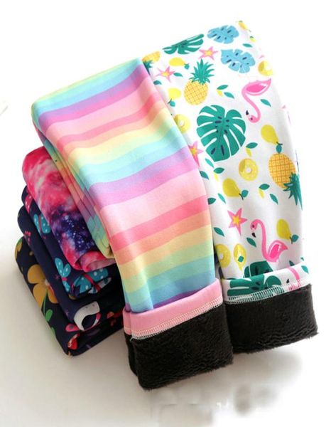 

15 colors new girls floral ranibow fleece leggings tight spring and autumn wear kids milk silk trousers middle children039s war7832838, Blue