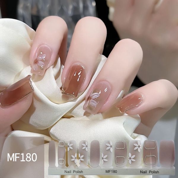 

creative hand drawing full nail stickers wrap 20 tips gold stamp oil film nail art tools set for salon, Black