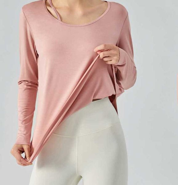 

alos yoga t shirt suit long sleeved women's casual breathable sports pilates loose outdoor running fitness smock11267