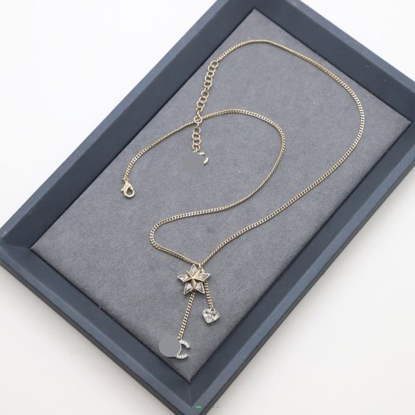 

pendant necklaces european and american fashion jewelry designer two tone gold plated heart shaped star water diamond three pendant necklace, Silver