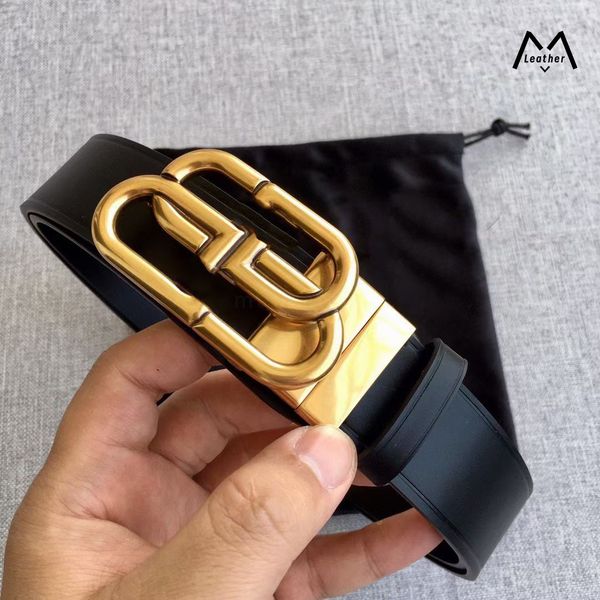 

mens belt designer woman luxury real leather gold silve smooth clasp can be cut casual black width 3.5cm wholesale, Black;brown