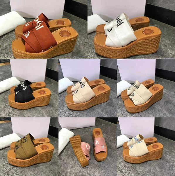 

women woody slides designer canvas rubber slippers white black soft pink sail womens mules flat sandals for woman straw wedge platform fashi