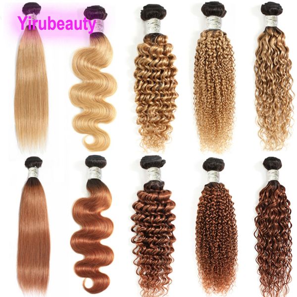 

peruvian dyed 1b/27 1b/30 ombre color straight deep wave kinky curly water wave 100% human hair extensions 10-30inch, Black