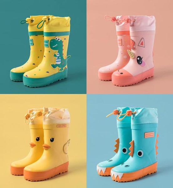 

unicorn kids rain boots boy girl waterproof shoes new cartoon printed fashion children039s rubber nonslip baby water 949869164, Black;grey