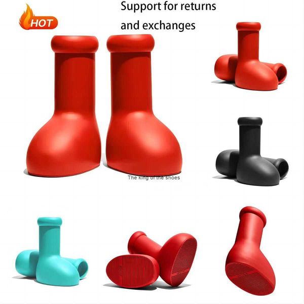 

2023 design shoes mschf big red boots cartoon rain boot non-slip booties fashion astro boy and girls boots, Black