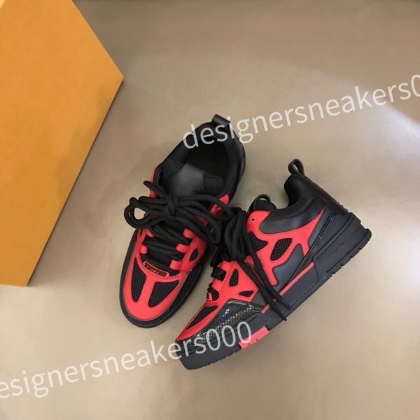 

2023 luxury designer men shoes sneakers calfskin trainers basketball white grey thick bottom sneakers leather platform shoe, Black