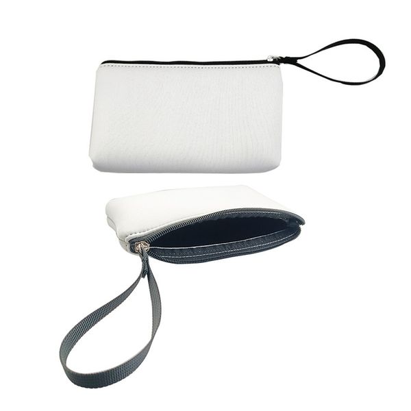 

dhl100pcs sublimation blank neoprene strap pouch cosmetic makeup bag white color lady handbag pencil cover travel toiletry wallet