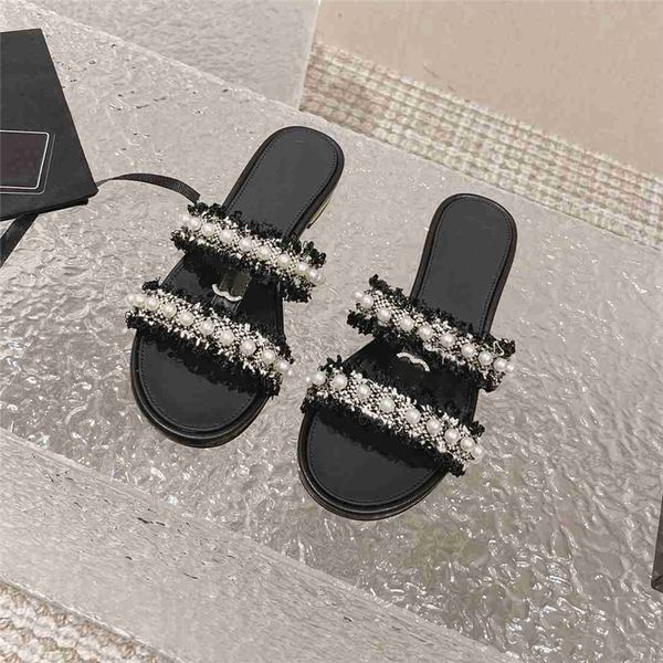 

fashion sandals 2023 channel women's high heels the latest styles to wear comfortable letter logo summer casual student sandals 015-012, Black