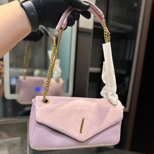 

chain messenger bag flap shoulder bags plain handbag purse cowhide genuine leather fashion gold hardware buckle lady cross body purse pouch