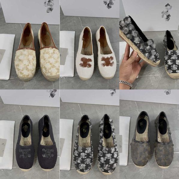 

2023 spring summer vintage triomphe straw fisherman shoes designer leather womens casual shoe woven fisher sandals slip-on sneakers luxury h, Black