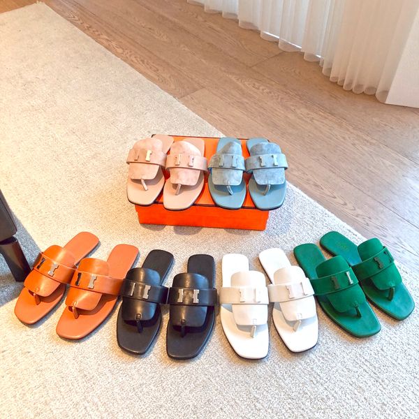 

brand slippers slippers 2023 new genuine leather clamping slippers flat bottom clamping toe herringbone sandals, Black