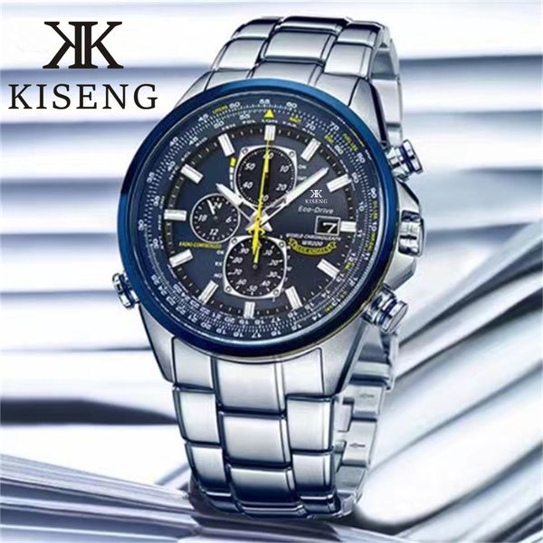 

new brand luxury blue angel quartz watches fashion radio wave waterproof eagle in the sky mens watch at8020 designer movement montre wristwa, Slivery;black