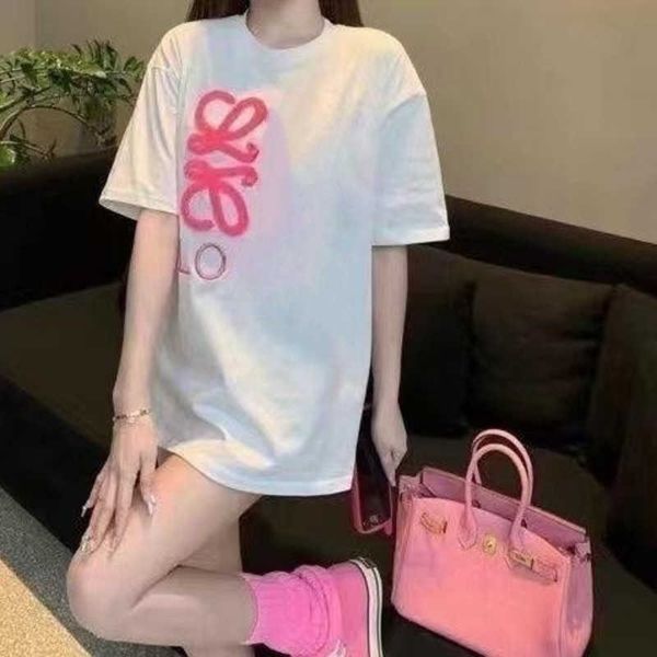 

23ss trendy women t shirt letter towel embroidery graphic tee designer t shirt ins high version short sleeved shirt summer couple cotton t-s, White