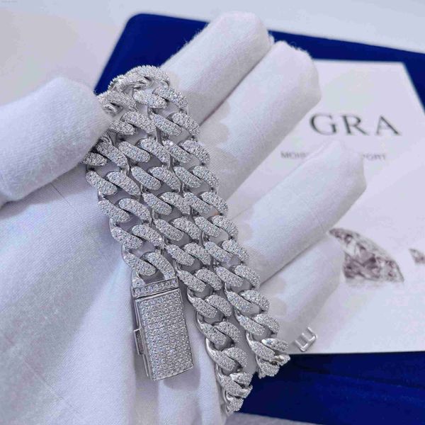 

fashion jewelry hiphop chain pass tester iced out 925 silver moissanite cuban link chain for men