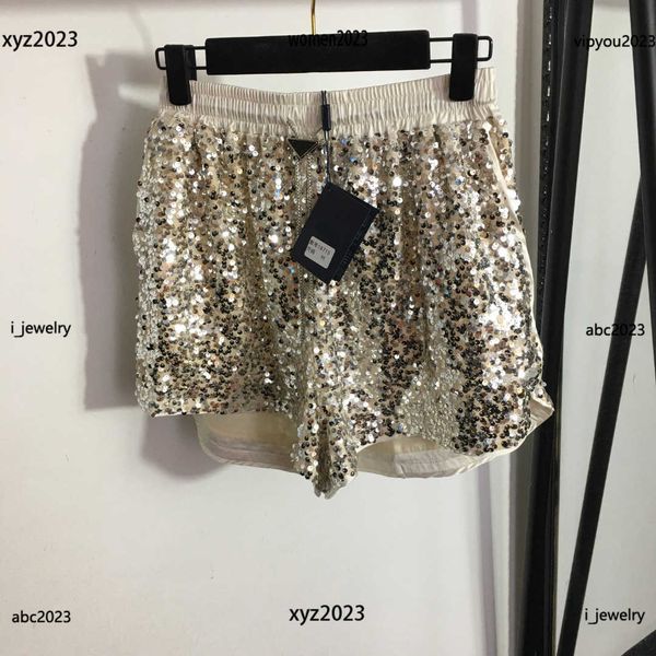 

luxury designer women shorts full of sequin embroidery girl casual shorts bottoms size s- multi-color optional shorts, White;black