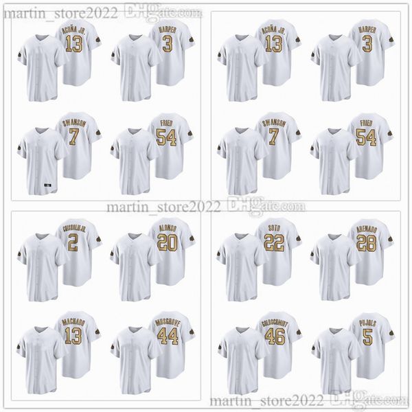 

2022 all-star baseball jerseys 50 mookie betts 46 paul goldschmidt 6 trea turner 5 freddie an 28 nolan arenado albert pujols 20 pete alonso, Blue;black