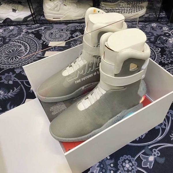 

2023 new back to the future automatic laces air mag sneakers marty mcfly's led shoes back to the future glow in dark gray mcflys back t, Black
