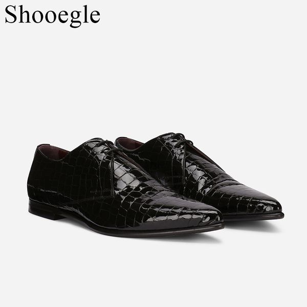 

new men oxford shoes snake skin prints classic style dress leather shoes coffee black lace up round toe formal shoes men
