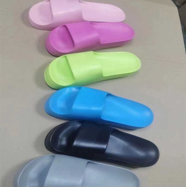 

paris designer women men platform sandals slippers thick bottom slip on slide mule track shoes pool slide chunky rubber sole flip flop fluo, Black