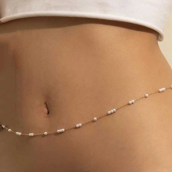 

vintage belly pearl chain body chain waist chain belt streetwear summer women fashion body jewelry y07 aa230531, Silver