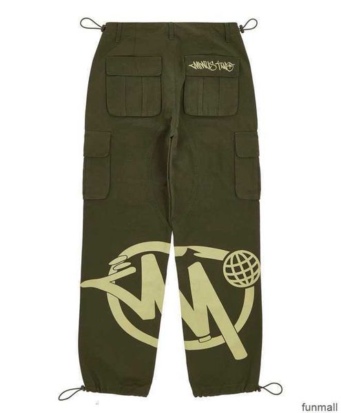 

corteiz mens pants cargo streetwear hip hop printed casual trousers military retro multi-pockets straight high street loose couple joggers, Black