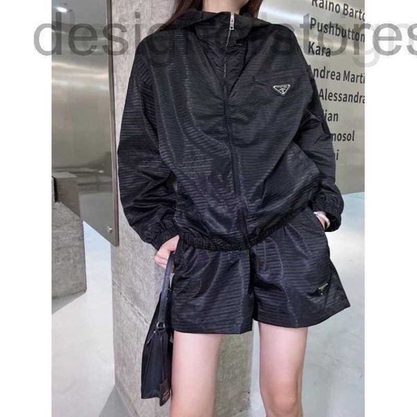

women's tracksuits designer designer early autumn 2022 dark jacquard loose nylon letter coat shorts casual set pnwt vf94, Gray