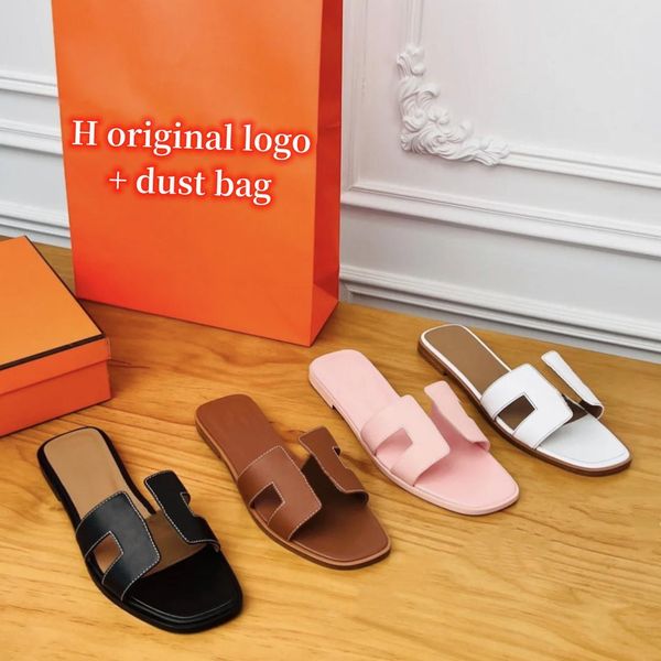 

brand summer ladies sandals new designer slippers casual leather sandals beach shoes jelly straps dust bag 35-43, Black