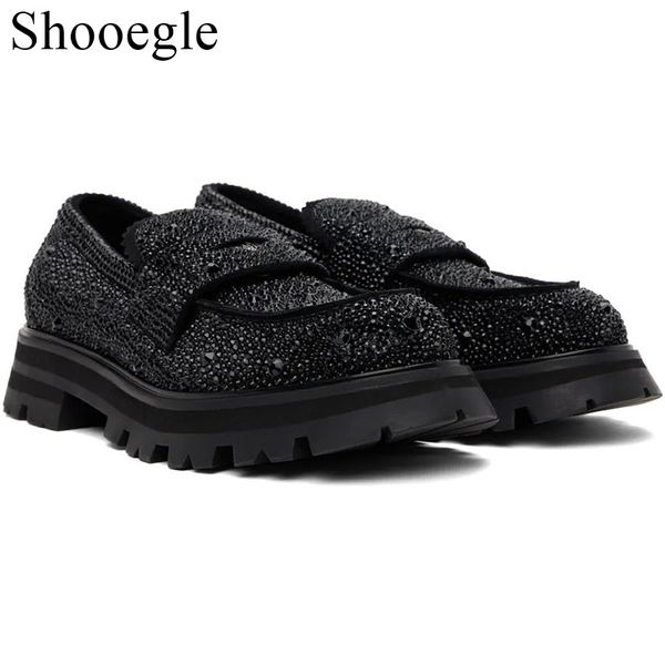 

black slip on loafers british style rhinestone men casual shoes wedding party business dress shoes ing