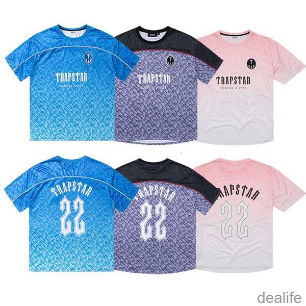 

football jersey trapstar designer mens shirt mesh short sleeve blue no.22 sportswear t-shirt leisure trend street fashion 01ge, White;black
