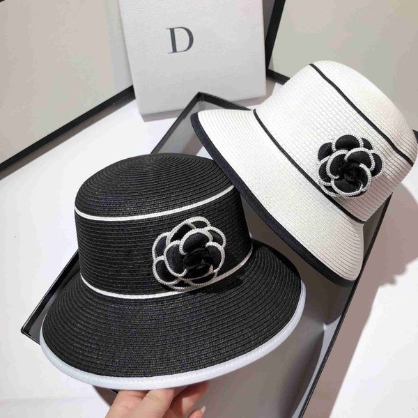 

french-style small fragrance flower straw hat summer sunshade anti-smoke lady-style temperament lady's elegant grass woven do l230620, Blue;gray
