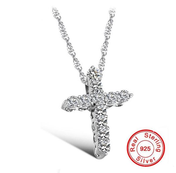 

luxury original 925 sterling silver cross pendant necklace princess luxury diamond necklace pendant for ladies and women designer 3391125