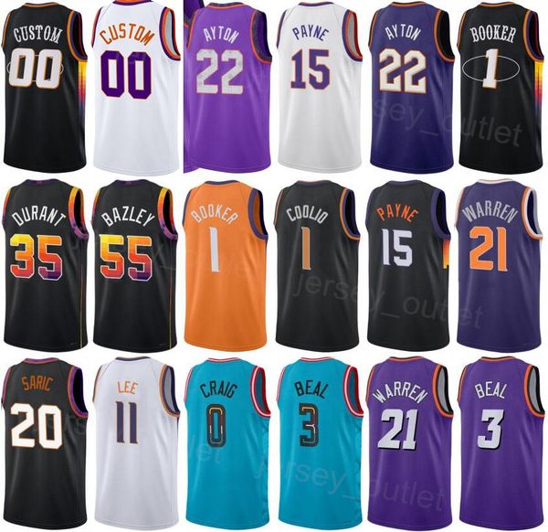 

screen printed basketball deandre ayton jerseys 22 jock landale 11 kevin durant 35 tj warren 21 darius bazley 55 bradley beal 3 devin booker, Black;red