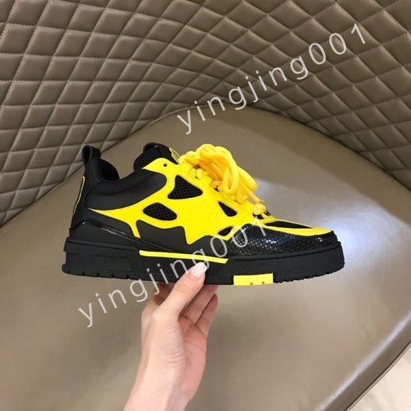 

new luxury designer men causal shoes fashion woman leather lace up platform sole sneakers white black mens women